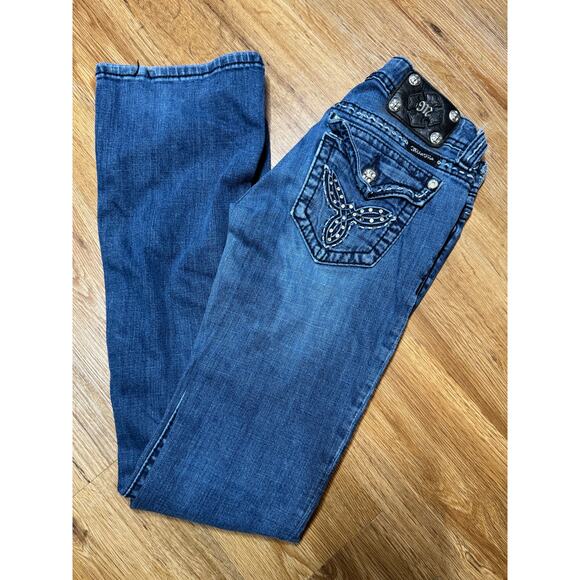 Miss Me JE5305B3 Boot Bootcut Jeans Studs Embroidered Bling Jeans Size 26 EB - Picture 1 of 6